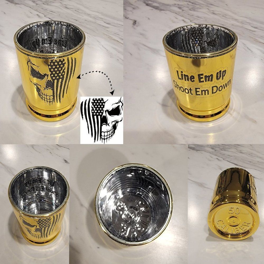 Personalized .50 Caliber Gun Casing Shot Glass - Engraved Shot Glass